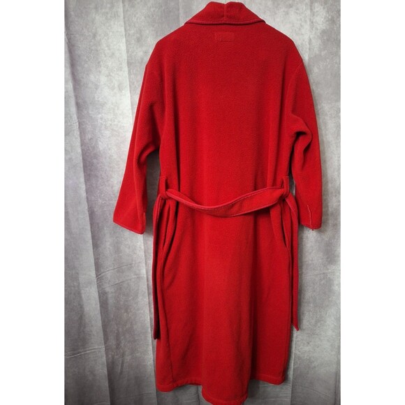 Vtg Eddie Bauer Polartec Fleece Long Robe Women's M Red Belted Cozy Loungewear - Picture 4 of 8